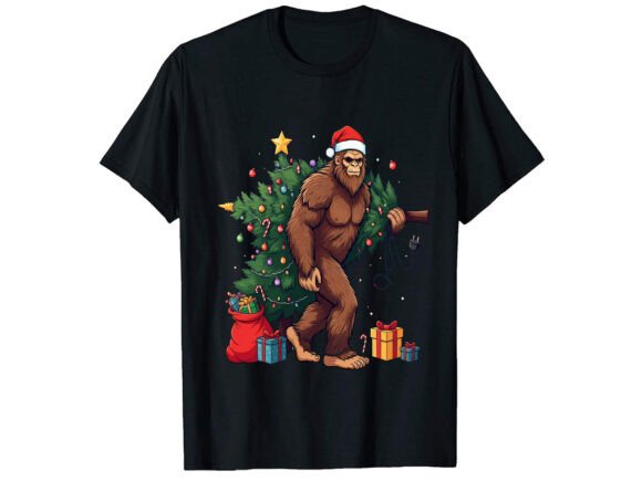 Bigfoot Christmas Tree Lights Xmas Boys: A Festive Design Asset