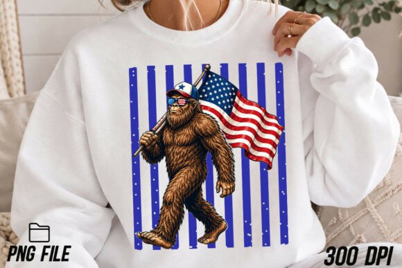 Bigfoot Mountain American Flag 4th July: A Design Asset for Patriotic Projects