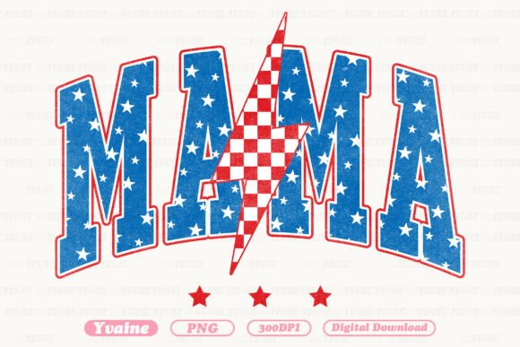 Celebrate Mom with MAMA Patriotic Varsity 4th of July PNG
