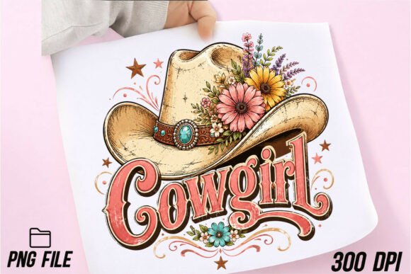 Embrace Western Charm with Cowgirl Hat PNG Western Floral Art PNG