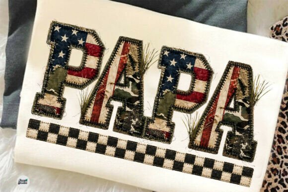 Military Papa Patchwork Father's Day PNG: A Design Asset with Heart