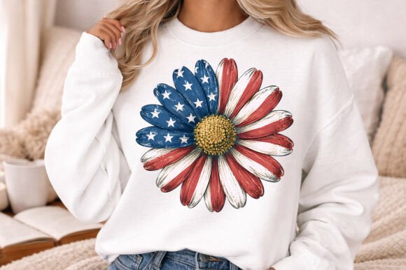 Patriotic Floral Daisy PNG for 4th of July Projects