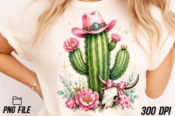 Preppy Western Hand Painted Cactus: A Versatile PNG for Creators
