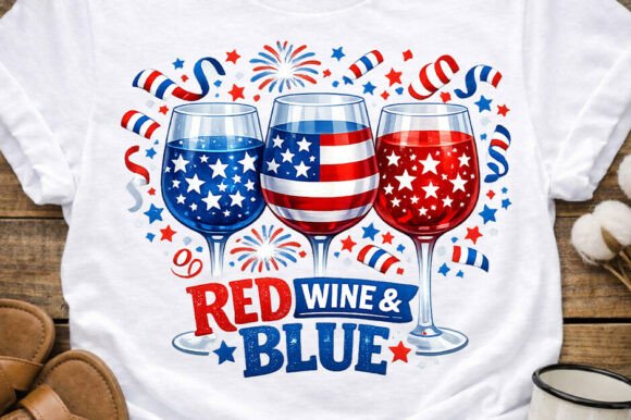 Red Wine & Blue: The Perfect 4th of July PNG for Patriotic Designs
