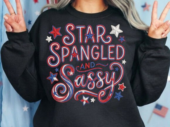 Star Spangled Sassy: A Bold Design for Patriotic Apparel