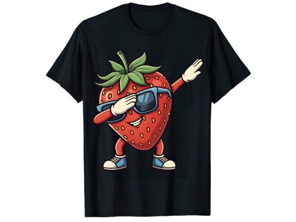 Strawberry Dabbing T-Shirt Design: A Playful Asset for Creators