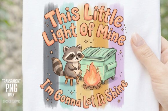 This Little Light of Mine PNG: Raccoon Campfire Charm