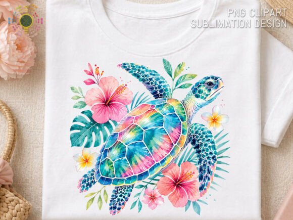 Watercolor Sea Turtle Tropical Floral: A Coastal Dream